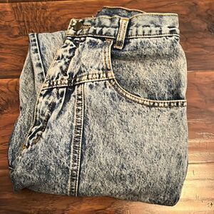 Vintage Gitano Mom Jean Acid Wash Distressed Denim Jeans Boho Festival Casual